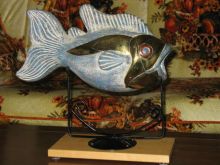 IMPRESSIVE LARGE MOUTH BASS SCULPTURE FOR SALE