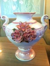 Antique Porcelain Capodimonte Pedestal & Jardiniere