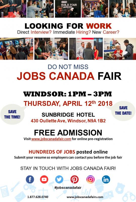 Windsor Job Fair – April 12th, 2018 Image eClassifieds4u