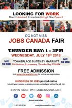 THUNDER BAY JOBS FAIR - JULY 18, 2018