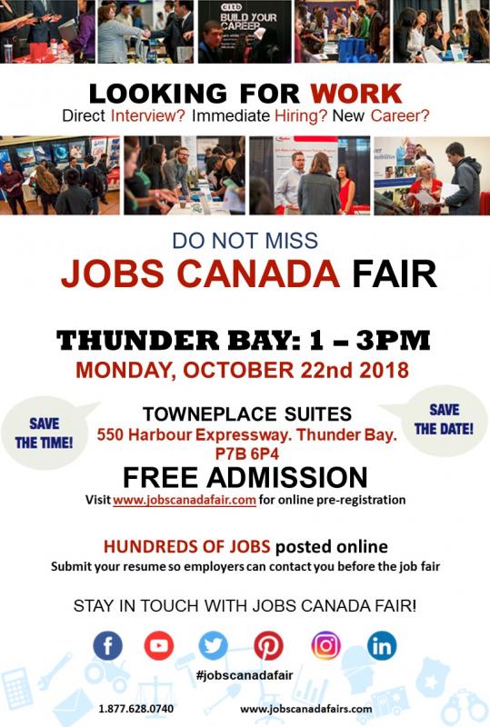 Thunder Bay Job Fair - October 22, 2018 Image eClassifieds4u