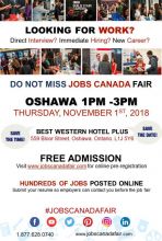 OSHAWA JOB FAIR - NOVEMBER 1ST, 2018 Image eClassifieds4U