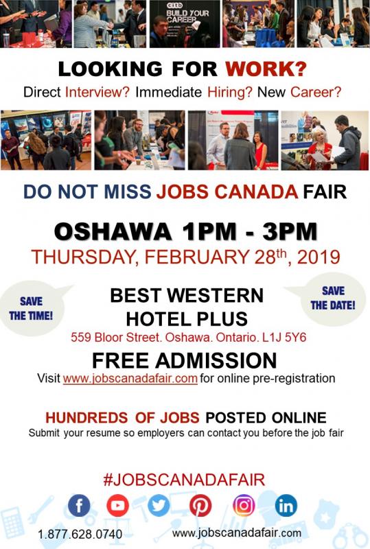 OSHAWA JOB FAIR - FEBRUARY 28TH, 2019 Image eClassifieds4u