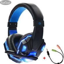 EsoGoal Wired Gaming Headset Head-Mounted Luminous Earbuds With Microphone and Audio Line